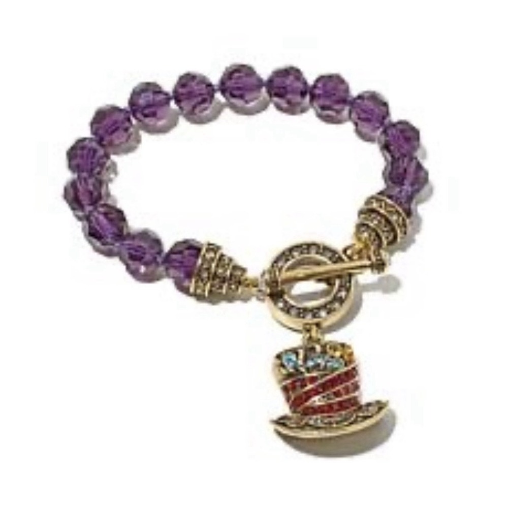 Heidi Daus Mad Hatter Beaded Crystal Charm Bracelet Disney Alice In Wonderland